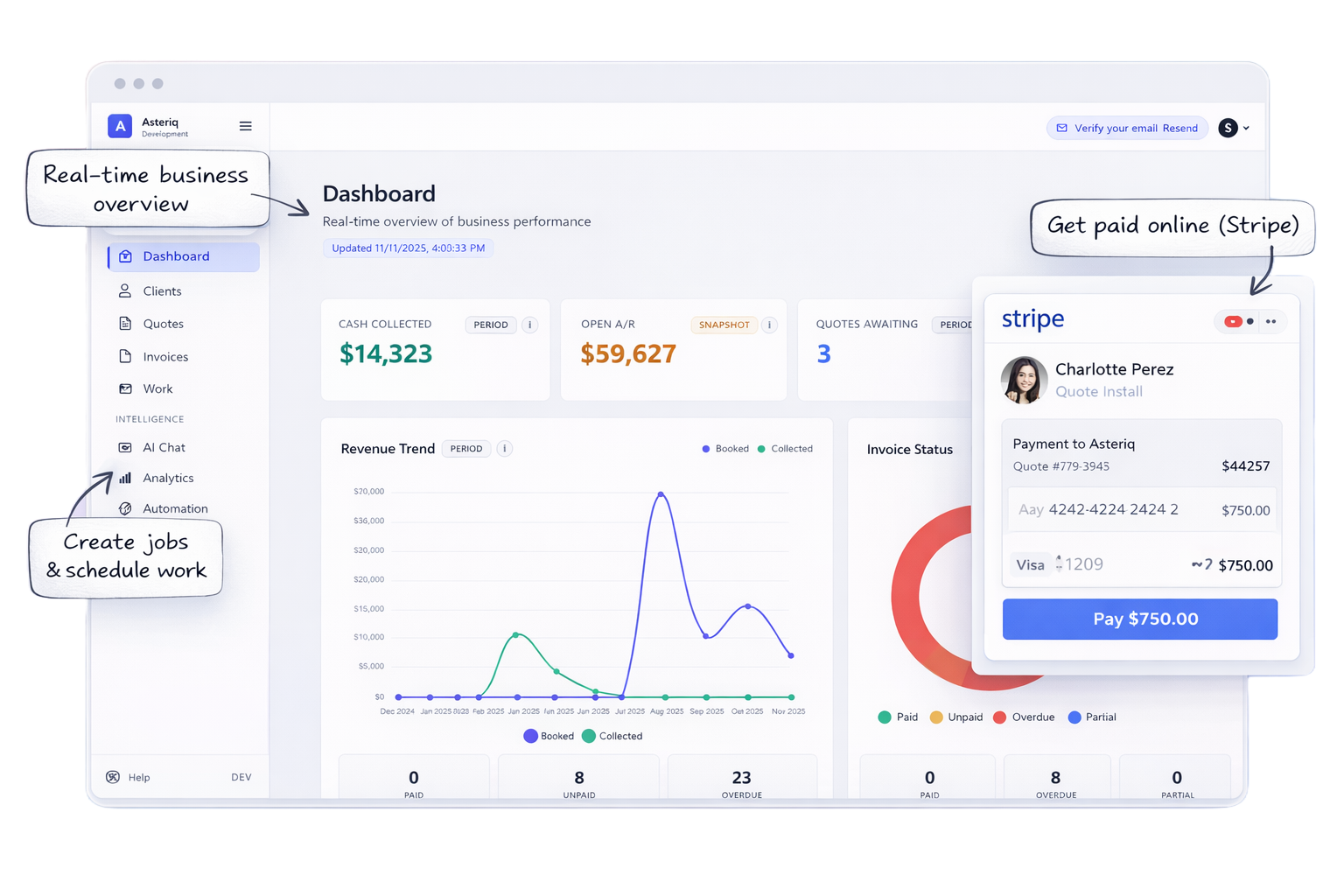 Asteriq dashboard preview